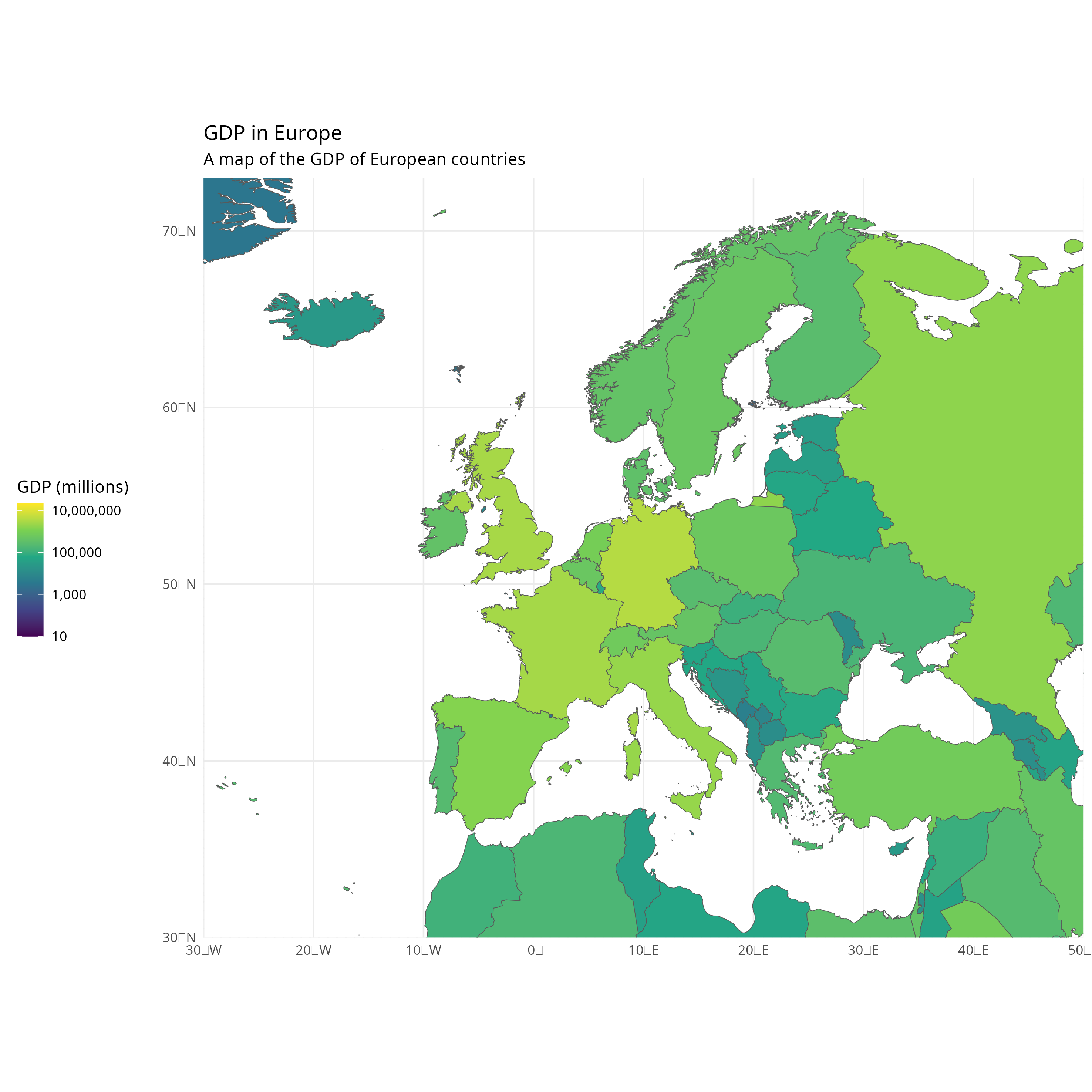 A map of European GDP from the Swedish
perspective.