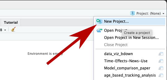 You can also use this dropdown menu to switch between
projects.