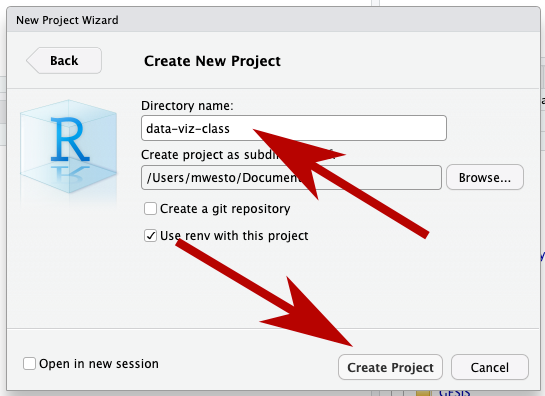 You’ll be using this project for the whole class, so give it a name
you’ll remember.